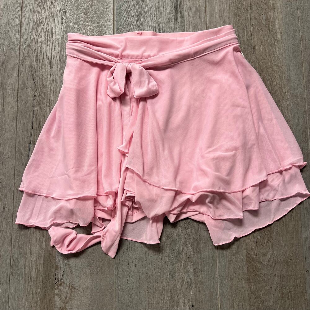 Blogilates Women's Pink Ruffle Wrap Skort XS NWT